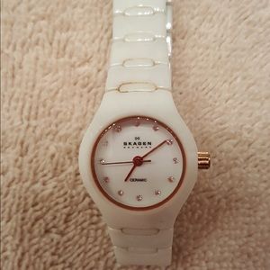 Skagen Ceramic White Watch with Swarovski Crystals